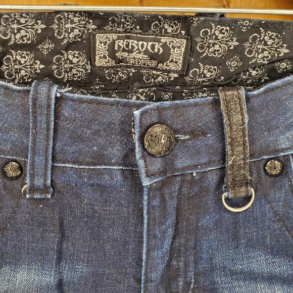♥️ REROCK FOR EXPRESS JEANS straight, medium-dark shiny zipper/pockets S… - Picture 4 of 10